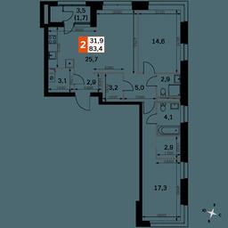 2-BD Apartment Sale, 83.4 sq. m. at Sky Garden, Stroitelny Drive, 9с6, Moscow, Russia #2 2-BD Apartment Sale, 83.4 sq. m. at Sky Garden, Stroitelny Drive, 9с6, Moscow, Russia #2