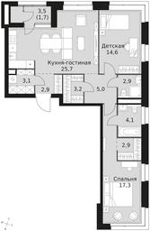 2-BD Apartment Sale, 83.4 sq. m. at Sky Garden, Stroitelny Drive, 9с6, Moscow, Russia #3 2-BD Apartment Sale, 83.4 sq. m. at Sky Garden, Stroitelny Drive, 9с6, Moscow, Russia #3
