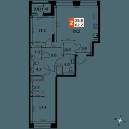 2-BD Apartment Sale, 82.2 sq. m. at Sky Garden, Stroitelny Drive, 9с6, Moscow, Russia #2