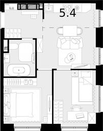 2-BD Apartment Sale, 44.2 sq. m. at Novaya Zvezda, Bachurinskaya ulitsa, 11, Settlement of Kommunarka, Moscow, Russia #3 2-BD Apartment Sale, 44.2 sq. m. at Novaya Zvezda, Bachurinskaya ulitsa, 11, Settlement of Kommunarka, Moscow, Russia #3