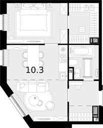 2-BD Apartment Sale, 46.1 sq. m. at Novaya Zvezda, Bachurinskaya ulitsa, 11, Settlement of Kommunarka, Moscow, Russia #3 2-BD Apartment Sale, 46.1 sq. m. at Novaya Zvezda, Bachurinskaya ulitsa, 11, Settlement of Kommunarka, Moscow, Russia #3
