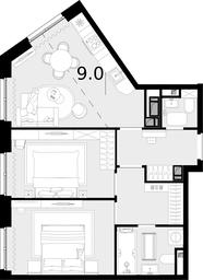 2-BD Apartment Sale, 60.3 sq. m. at Novaya Zvezda, Bachurinskaya ulitsa, 11, Settlement of Kommunarka, Moscow, Russia #3