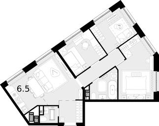 3-BD Apartment Sale, 67.2 sq. m. at Novaya Zvezda, Bachurinskaya ulitsa, 11, Settlement of Kommunarka, Moscow, Russia #3