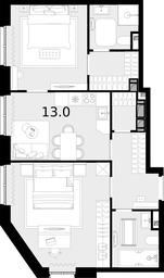 2-BD Apartment Sale, 63.4 sq. m. at Novaya Zvezda, Bachurinskaya ulitsa, 11, Settlement of Kommunarka, Moscow, Russia #3