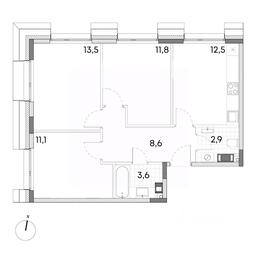 2-BD Apartment Sale, 64 sq. m. at Wellbe (Vellbi), Aleksandrovka Street, Zelenograd, Moscow, Russia #2