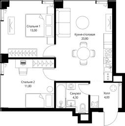 2-BD Apartment Sale, 53.9平方米 at VEER, Vereyskaya Street, Moscow, Russia #2 2-BD Apartment Sale, 53.9平方米 at VEER, Vereyskaya Street, Moscow, Russia #2
