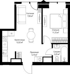 1-BD Apartment Sale, 39.74平方米 at Jois, 3rd Silikatny Drive, 10, Moscow, Russia #3