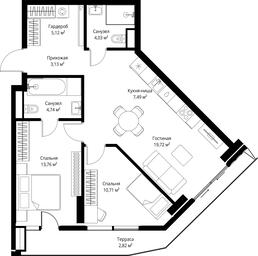 2-BD Apartment Sale, 71.52平方米 at Jois, 3rd Silikatny Drive, 10, Moscow, Russia #3