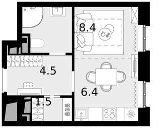 1-BD Apartment Sale, 24.4平方米 at Novaya Zvezda, Bachurinskaya ulitsa, 11, Settlement of Kommunarka, Moscow, Russia #3 1-BD Apartment Sale, 24.4平方米 at Novaya Zvezda, Bachurinskaya ulitsa, 11, Settlement of Kommunarka, Moscow, Russia #3