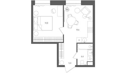 1-BD Apartment Sale, 39.2平方米 at Rise, ZhK Stoun Rays, Lefortovo District, Yugo-Vostochniy Administrative Okrug, Moscow, Russia #2 1-BD Apartment Sale, 39.2平方米 at Rise, ZhK Stoun Rays, Lefortovo District, Yugo-Vostochniy Administrative Okrug, Moscow, Russia #2