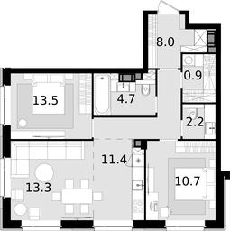 2-BD Apartment Sale, 76.4平方米 at Crystal, Generala Glagoleva Street, 16с1, Moscow, Russia #3 2-BD Apartment Sale, 76.4平方米 at Crystal, Generala Glagoleva Street, 16с1, Moscow, Russia #3
