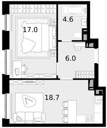 Продажа 1-комн. квартиры, 46,3 м² в ЖК «Новая Звезда», Бачуринская улица, 11, посёлок Коммунарка, Москва, Россия #3 Продажа 1-комн. квартиры, 46,3 м² в ЖК «Новая Звезда», Бачуринская улица, 11, посёлок Коммунарка, Москва, Россия #3