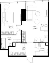1-BD Apartment Sale, 61.1平方米 at One, 1st Krasnogvardeysky Drive, 11, Moscow, Russia #3 1-BD Apartment Sale, 61.1平方米 at One, 1st Krasnogvardeysky Drive, 11, Moscow, Russia #3