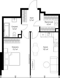 1-BD Apartment Sale, 48.8平方米 at One, 1st Krasnogvardeysky Drive, 11, Moscow, Russia #4