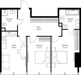 2-BD Apartment Sale, 72.3 sq. m. at One, 1st Krasnogvardeysky Drive, 11, Moscow, Russia #2