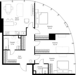 3-BD Apartment Sale, 97.1平方米 at One, 1st Krasnogvardeysky Drive, 11, Moscow, Russia #2 3-BD Apartment Sale, 97.1平方米 at One, 1st Krasnogvardeysky Drive, 11, Moscow, Russia #2