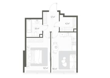 1-BD Apartment Sale, 48.8平方米 at One, 1st Krasnogvardeysky Drive, 11, Moscow, Russia #4