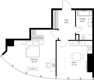 1-BD Apartment Sale, 57.3 sq. m. at One, 1st Krasnogvardeysky Drive, 11, Moscow, Russia #3
