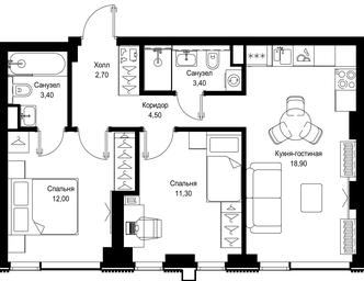 2-BD Apartment Sale, 56.2 sq. m. at Multikvartal CITYZEN, Vishnyovaya Street, Moscow, Russia #2 2-BD Apartment Sale, 56.2 sq. m. at Multikvartal CITYZEN, Vishnyovaya Street, Moscow, Russia #2