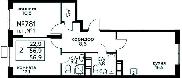 Продажа 1-комн. квартиры, 56,9 м² в ЖК «Цветочные Поляны», квартал № 23, поселение Филимонковское, Москва, Россия #3 Продажа 1-комн. квартиры, 56,9 м² в ЖК «Цветочные Поляны», квартал № 23, поселение Филимонковское, Москва, Россия #3