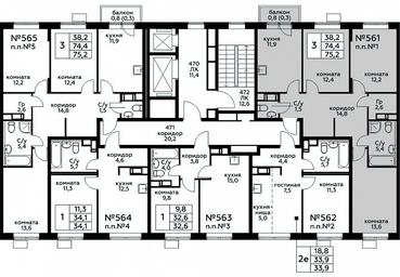 2-BD Apartment Sale, 75.2平方米 at Tsvetochnye Poliany, kvartal № 23, Filimonkovskoye Municipal Formation, Moscow, Russia #4