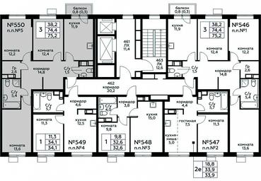 2-BD Apartment Sale, 75.2平方米 at Tsvetochnye Poliany, kvartal № 23, Filimonkovskoye Municipal Formation, Moscow, Russia #2