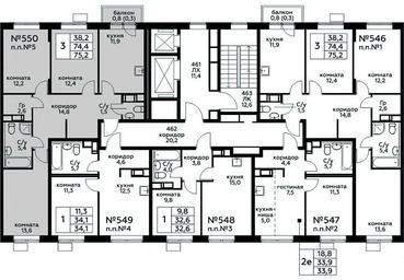 2-BD Apartment Sale, 75.2平方米 at Tsvetochnye Poliany, kvartal № 23, Filimonkovskoye Municipal Formation, Moscow, Russia #4