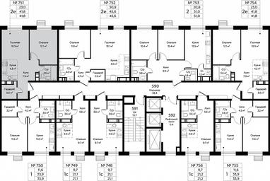 1-BD Apartment Sale, 41.8 sq. m. at Eko Bunino, prospekt Kuprina, 34к1, Sosenskoye Settlement, Moscow, Russia #2