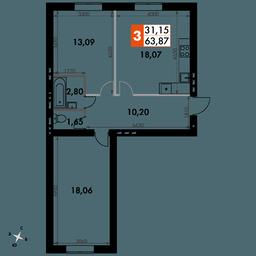 2-BD Apartment Sale, 64平方米 at Park Aprel, ulitsa Park Aprel, 1, Aprelevka, Naro-Fominskiy City District, Moscow Region, Russia #2 2-BD Apartment Sale, 64平方米 at Park Aprel, ulitsa Park Aprel, 1, Aprelevka, Naro-Fominskiy City District, Moscow Region, Russia #2