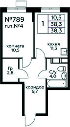 Apartment Sale, 38.3平方米 at Tsvetochnye Poliany, kvartal № 23, Filimonkovskoye Municipal Formation, Moscow, Russia #3