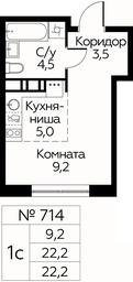 Apartment Sale, 22.2平方米 at Tsvetochnye Poliany, kvartal № 23, Filimonkovskoye Municipal Formation, Moscow, Russia #4