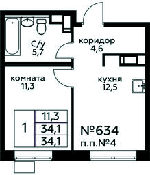 Apartment Sale, 34.1平方米 at Tsvetochnye Poliany, kvartal № 23, Filimonkovskoye Municipal Formation, Moscow, Russia #3 Apartment Sale, 34.1平方米 at Tsvetochnye Poliany, kvartal № 23, Filimonkovskoye Municipal Formation, Moscow, Russia #3