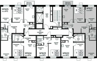 2-BD Apartment Sale, 75.2平方米 at Tsvetochnye Poliany, kvartal № 23, Filimonkovskoye Municipal Formation, Moscow, Russia #4