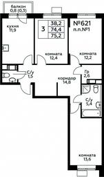 2-BD Apartment Sale, 75.2平方米 at Tsvetochnye Poliany, kvartal № 23, Filimonkovskoye Municipal Formation, Moscow, Russia #3 2-BD Apartment Sale, 75.2平方米 at Tsvetochnye Poliany, kvartal № 23, Filimonkovskoye Municipal Formation, Moscow, Russia #3