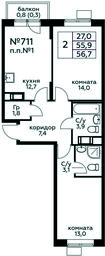 1-BD Apartment Sale, 56.7平方米 at Tsvetochnye Poliany, kvartal № 23, Filimonkovskoye Municipal Formation, Moscow, Russia #3 1-BD Apartment Sale, 56.7平方米 at Tsvetochnye Poliany, kvartal № 23, Filimonkovskoye Municipal Formation, Moscow, Russia #3