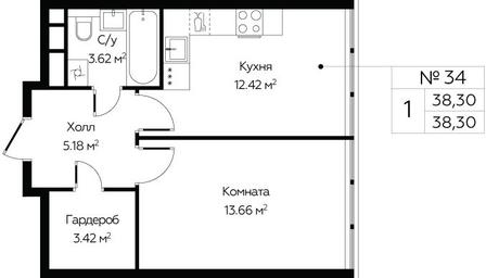 Продажа квартиры, 38,3 м² в ЖК «Мироздание (MirrorЗдание)», Октябрьская улица, 98, Москва, Россия #4