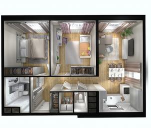 2-BD Apartment Sale, 58.19 sq. m. at Kvartal Rumyantsevo, ulitsa Admirala Kornilova, с1, Mosrentgen Settlement, Moscow, Russia #4