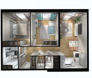 2-BD Apartment Sale, 58.19平方米 at Kvartal Rumyantsevo, ulitsa Admirala Kornilova, с1, Mosrentgen Settlement, Moscow, Russia #4