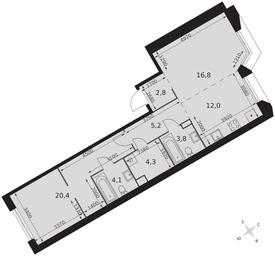 2-BD Apartment Sale, 69.4 sq. m. at Arkhitektor, Akademika Volgina Street, 2Д, Moscow, Russia #4