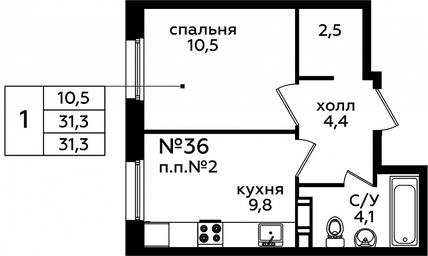 Продажа квартиры, 31,2 м² в ЖК «Эко Бунино», проспект Куприна, 34к1, поселение Сосенское, Москва, Россия #3