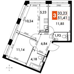 3-BD Apartment Sale, 51.41 sq. m. at Dvizhenie. Govorovo, Центральная улица, 47, деревня Говорово, поселение Московский, Москва, Россия #4