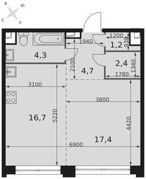 1-BD Apartment Sale, 46.7 sq. m. at Sydney City, Shenogina Street, 2, Moscow, Russia #4