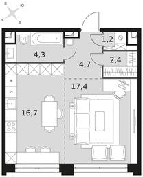 1-BD Apartment Sale, 46.7 sq. m. at Sydney City, Shenogina Street, 2, Moscow, Russia #3