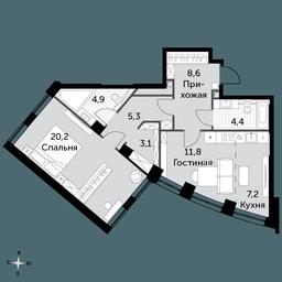 1-BD Apartment Sale, 65.4平方米 at Sydney City, Shenogina Street, 2, Moscow, Russia #2