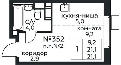 Apartment Sale, 21.1平方米 at Tsvetochnye Poliany, kvartal № 23, Filimonkovskoye Municipal Formation, Moscow, Russia #3
