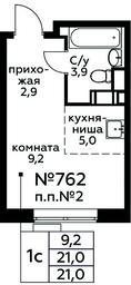 Apartment Sale, 21平方米 at Tsvetochnye Poliany, kvartal № 23, Filimonkovskoye Municipal Formation, Moscow, Russia #4