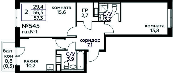 Продажа 1-комн. квартиры, 57,3 м² в ЖК «Цветочные Поляны», квартал № 23, поселение Филимонковское, Москва, Россия #3 Продажа 1-комн. квартиры, 57,3 м² в ЖК «Цветочные Поляны», квартал № 23, поселение Филимонковское, Москва, Россия #3