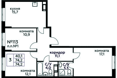 2-BD Apartment Sale, 74.2平方米 at Tsvetochnye Poliany, kvartal № 23, Filimonkovskoye Municipal Formation, Moscow, Russia #3 2-BD Apartment Sale, 74.2平方米 at Tsvetochnye Poliany, kvartal № 23, Filimonkovskoye Municipal Formation, Moscow, Russia #3