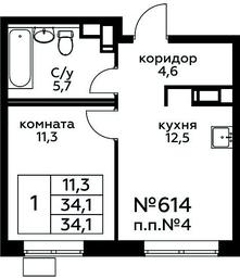 Apartment Sale, 34.1 sq. m. at Tsvetochnye Poliany, kvartal № 23, Filimonkovskoye Municipal Formation, Moscow, Russia #3 Apartment Sale, 34.1 sq. m. at Tsvetochnye Poliany, kvartal № 23, Filimonkovskoye Municipal Formation, Moscow, Russia #3