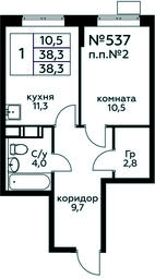 Apartment Sale, 38.3平方米 at Tsvetochnye Poliany, kvartal № 23, Filimonkovskoye Municipal Formation, Moscow, Russia #3 Apartment Sale, 38.3平方米 at Tsvetochnye Poliany, kvartal № 23, Filimonkovskoye Municipal Formation, Moscow, Russia #3